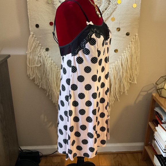 Studio Donatella Polka Dot Lace Nightgown Pink Black Size L - Picture 4 of 9